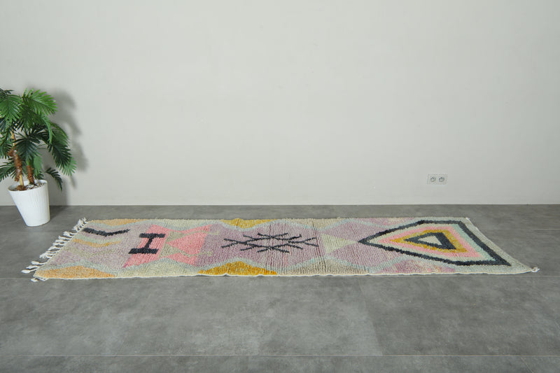 Handwoven Moroccan runner rug - Geometric azilal design - 2.4 ft x 9.8 ft