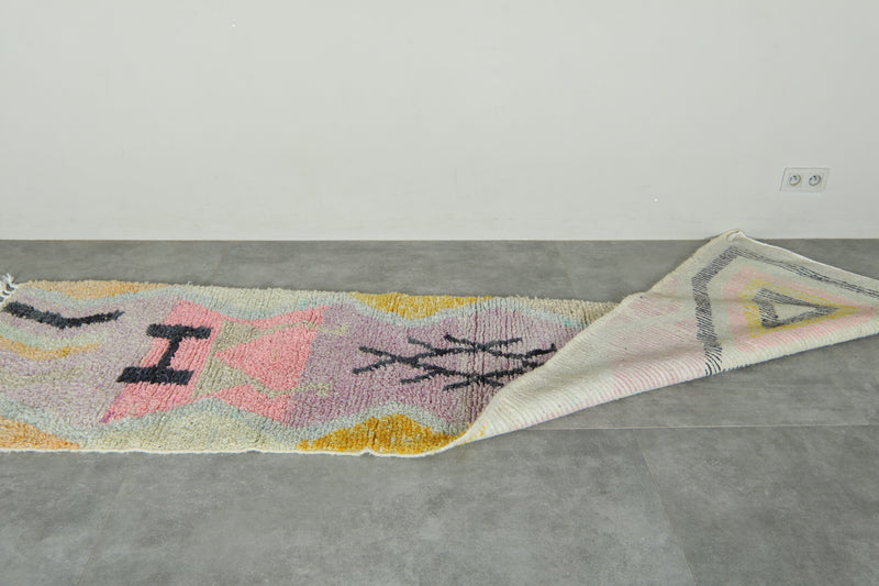 Handwoven Moroccan runner rug - Geometric azilal design - 2.4 ft x 9.8 ft