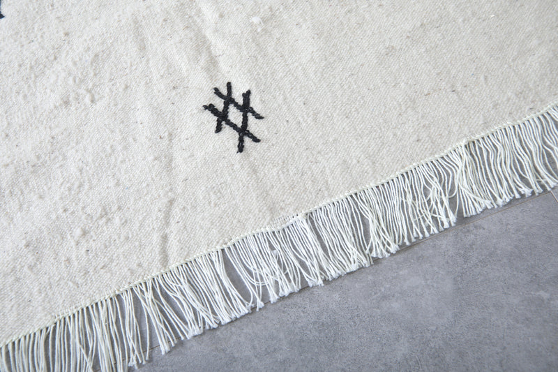 Moroccan Rug - Minimalist Black Symbols 4.8 x 6.9 ft | Handwoven Wool