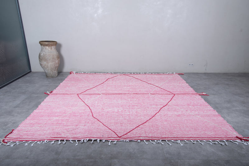 Square Moroccan Rug - 9.9 X 9.9 Feet | Vibrant Pink Geometric Design