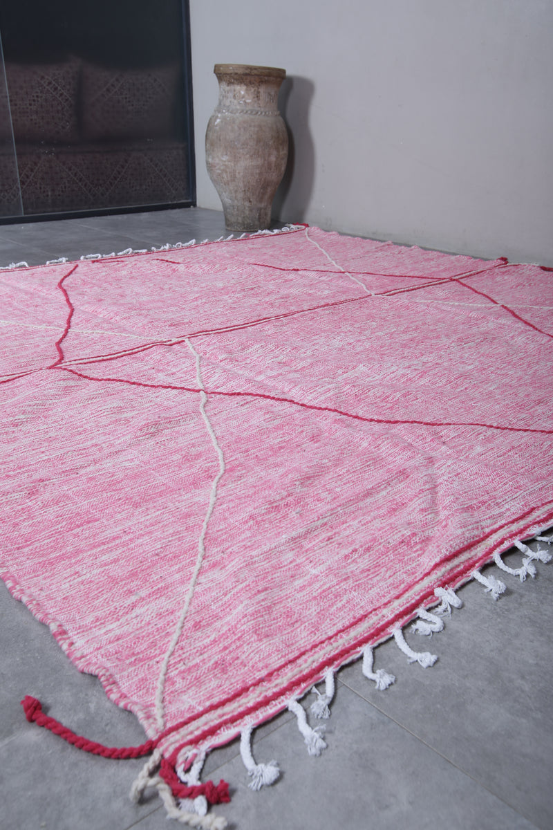 Square Moroccan Rug - 9.9 X 9.9 Feet | Vibrant Pink Geometric Design