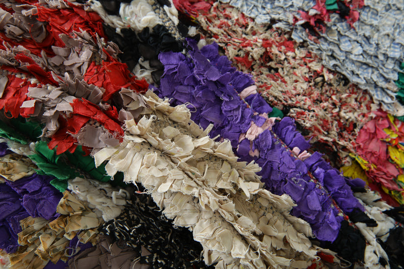 Handmade Moroccan boucherouite runner rug - 2.7 ft x 9 ft