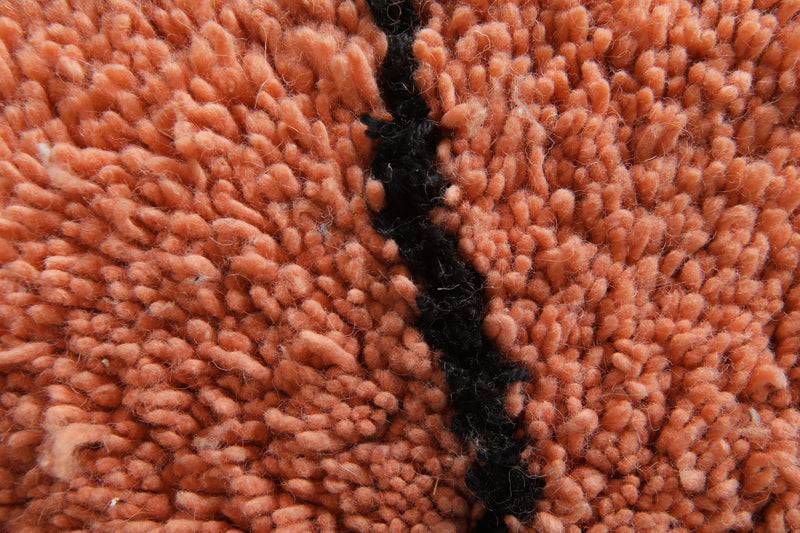 Peach Moroccan beni ourain rug with black diamond pattern - 8.5 ft x 10 ft