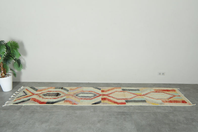 Runner Moroccan rug - Handwoven wool carpet - 2.2 ft x 10.4 ft