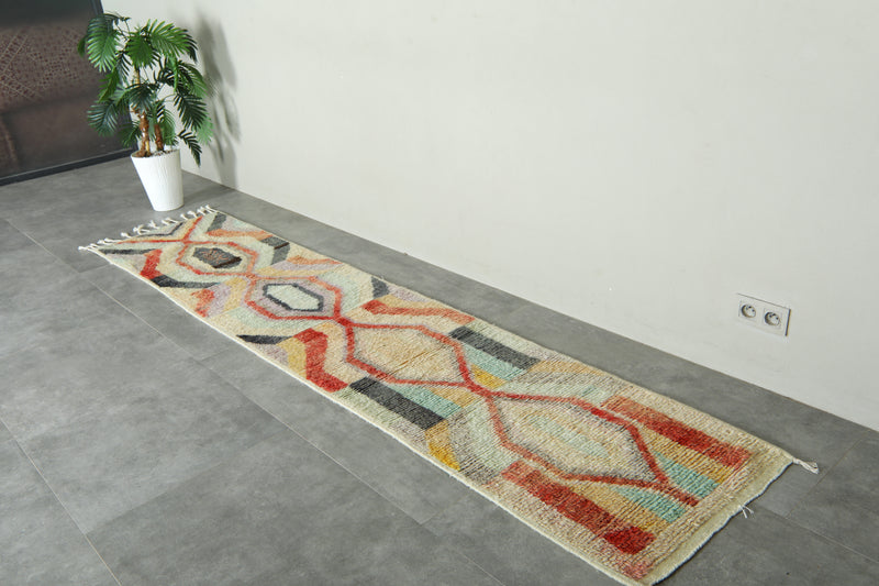 Runner Moroccan rug - Handwoven wool carpet - 2.2 ft x 10.4 ft