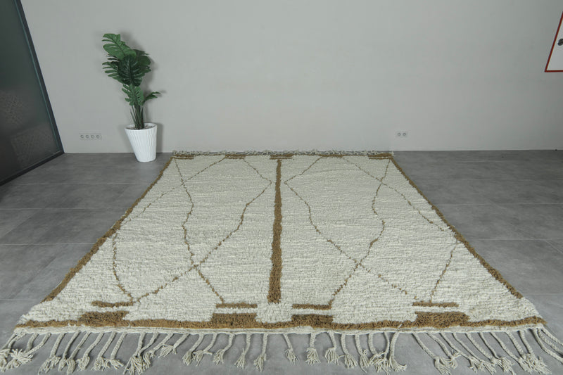 Custom Moroccan beni ourain rug – Handwoven wool area rug in cream and camel