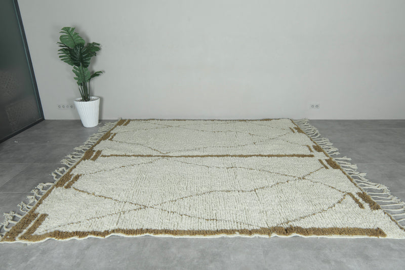 Custom Moroccan beni ourain rug – Handwoven wool area rug in cream and camel