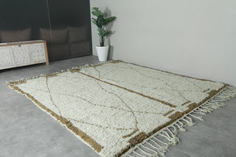 Custom Moroccan beni ourain rug – Handwoven wool area rug in cream and camel