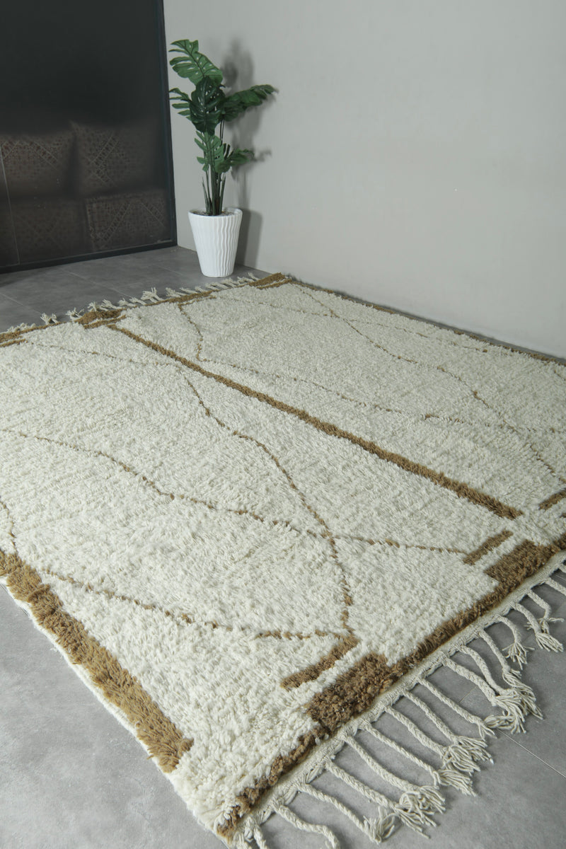 Custom Moroccan beni ourain rug – Handwoven wool area rug in cream and camel