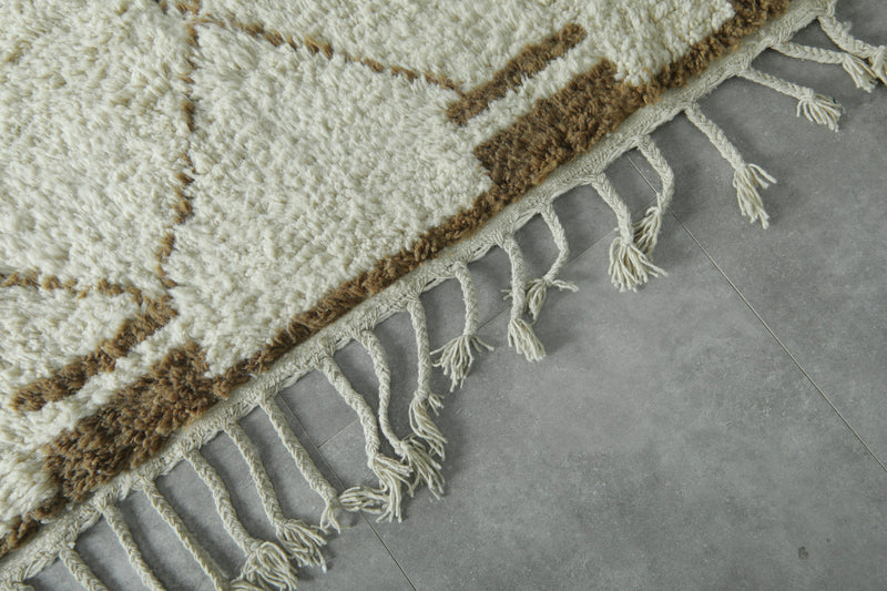 Custom Moroccan beni ourain rug – Handwoven wool area rug in cream and camel