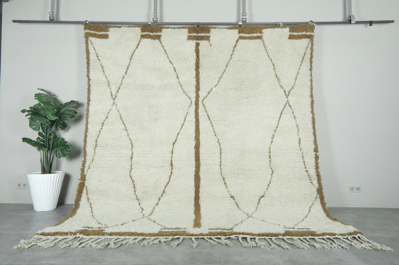 Custom Moroccan beni ourain rug – Handwoven wool area rug in cream and camel
