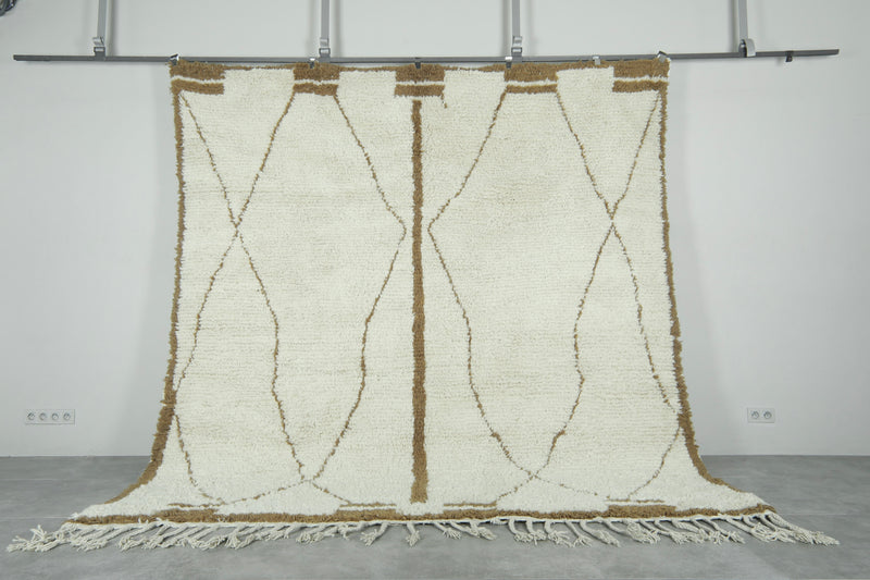 Custom Moroccan beni ourain rug – Handwoven wool area rug in cream and camel
