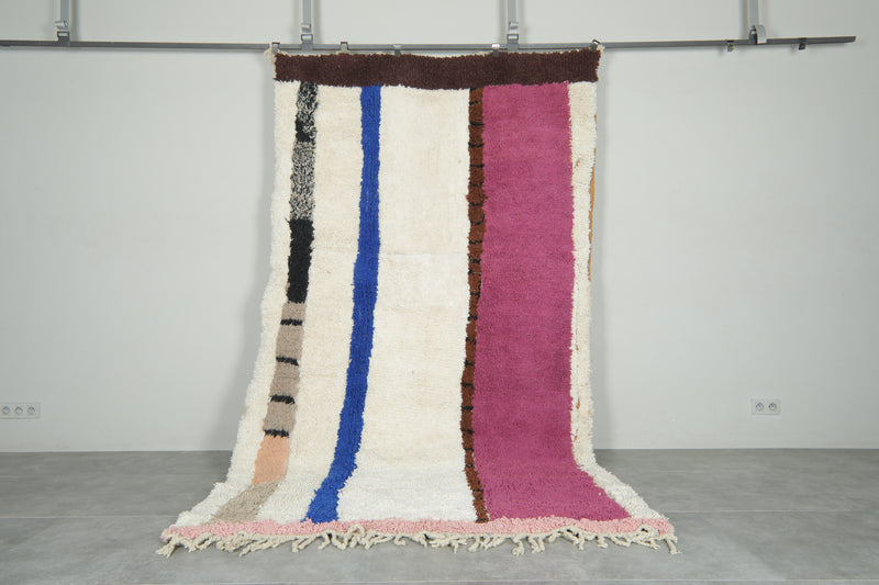 Handmade Moroccan wool rug - Colorful striped area rug - 5.6 ft x 10 ft