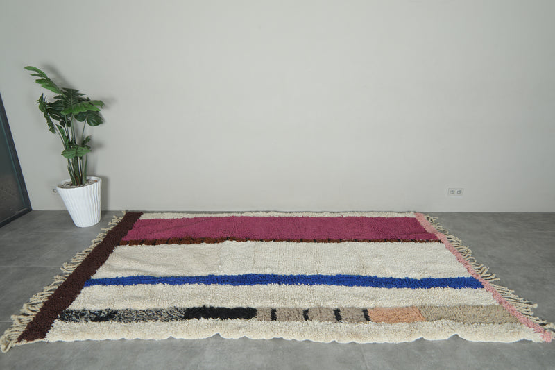Handmade Moroccan wool rug - Colorful striped area rug - 5.6 ft x 10 ft