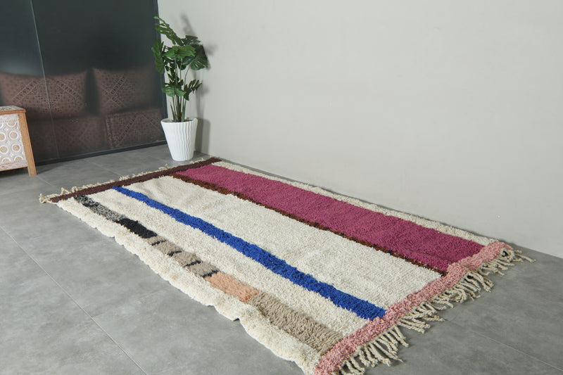 Handmade Moroccan wool rug - Colorful striped area rug - 5.6 ft x 10 ft