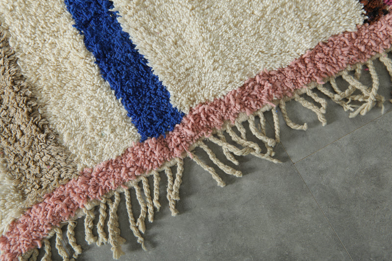 Handmade Moroccan wool rug - Colorful striped area rug - 5.6 ft x 10 ft