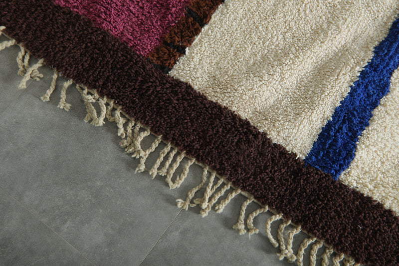 Handmade Moroccan wool rug - Colorful striped area rug - 5.6 ft x 10 ft