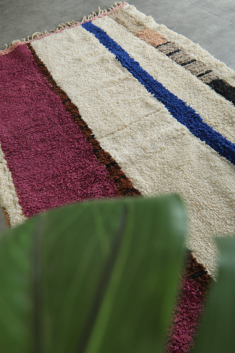 Handmade Moroccan wool rug - Colorful striped area rug - 5.6 ft x 10 ft