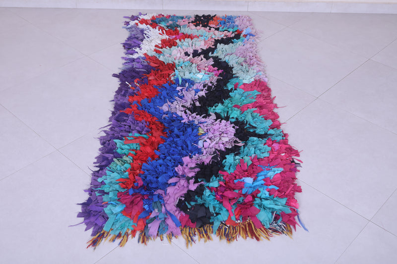 Moroccan Berber Rug – 2.3 x 5.9 Feet – Vibrant Abstract Handwoven Art - Boucherouite Rugs