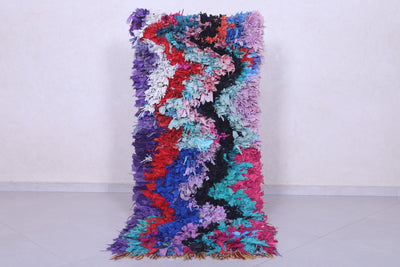 Moroccan Berber Rug – 2.3 x 5.9 Feet – Vibrant Abstract Handwoven Art - Boucherouite Rugs