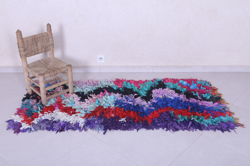 Moroccan Berber Rug – 2.3 x 5.9 Feet – Vibrant Abstract Handwoven Art - Boucherouite Rugs