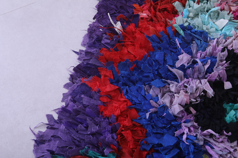 Moroccan Berber Rug – 2.3 x 5.9 Feet – Vibrant Abstract Handwoven Art - Boucherouite Rugs