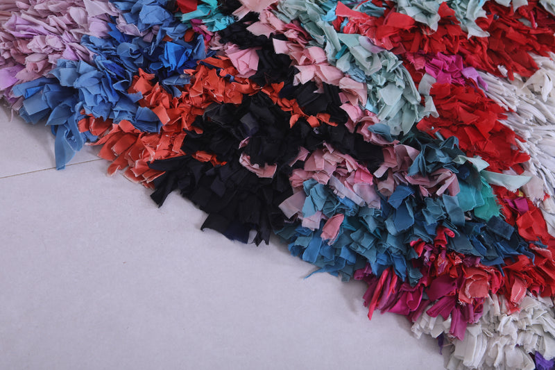 Moroccan Berber Rug – 2.3 x 5.9 Feet – Vibrant Abstract Handwoven Art - Boucherouite Rugs