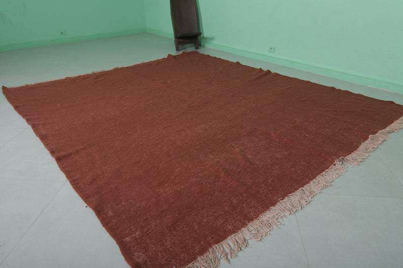 Moroccan Rug - 8 X 9 Feet | Rustic Handwoven Wool - Flat woven rugs