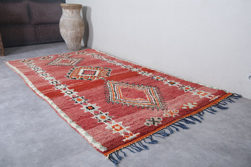 Moroccan Berber Rug Red 5.6 x 10.4 Feet – Handmade Tribal Carpet