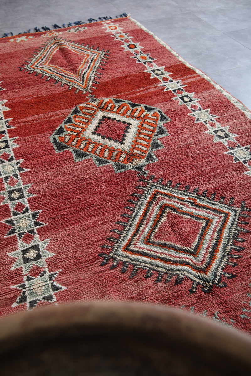 Moroccan Berber Rug Red 5.6 x 10.4 Feet – Handmade Tribal Carpet