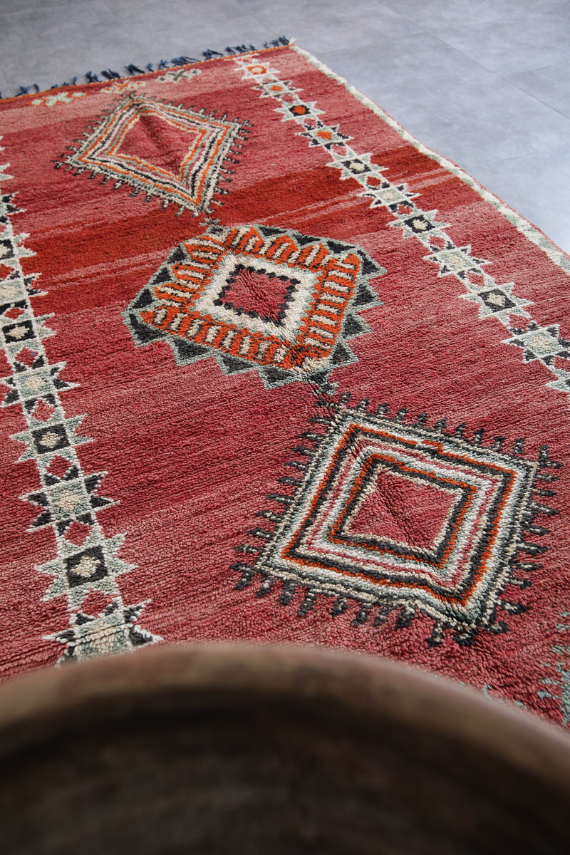 Moroccan Berber Rug Red 5.6 x 10.4 Feet – Handmade Tribal Carpet