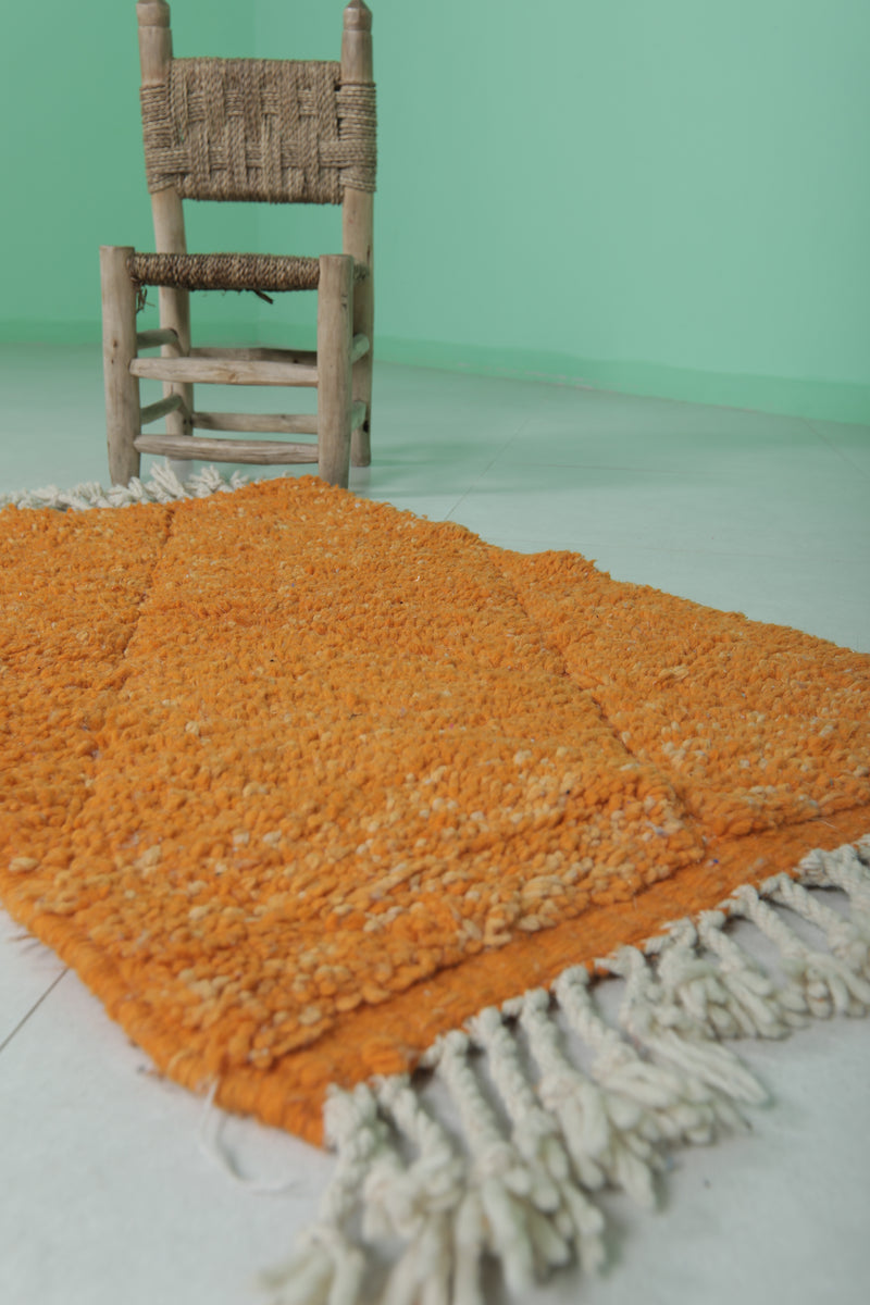 Orange Moroccan rug - 2.1 x 3.4 ft | Vibrant handcrafted accent