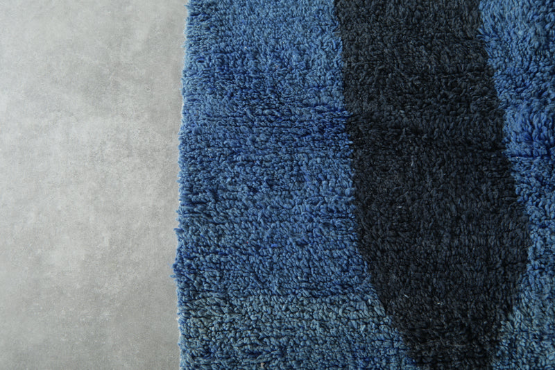 Blue & black beni ourain rug - 5.1 ft 7.1 ft - Handmade rug