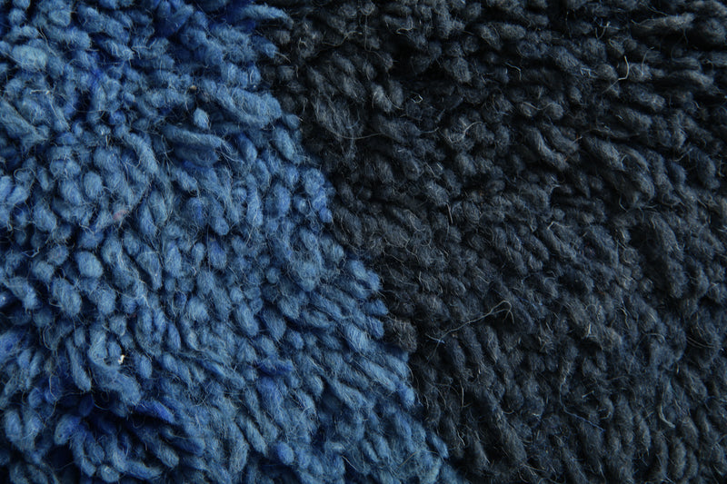 Blue & black beni ourain rug - 5.1 ft 7.1 ft - Handmade rug