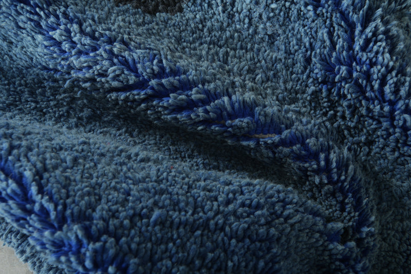 Blue & black beni ourain rug - 5.1 ft 7.1 ft - Handmade rug