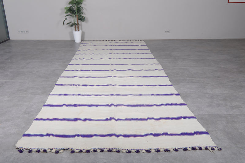 Moroccan Handmade Runner Rug - 5.7 x 16.7 ft | Purple Striped Wool Carpet - Handwoven Kilim