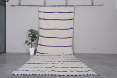 Moroccan Handmade Runner Rug - 5.7 x 16.7 ft | Purple Striped Wool Carpet - Handwoven Kilim