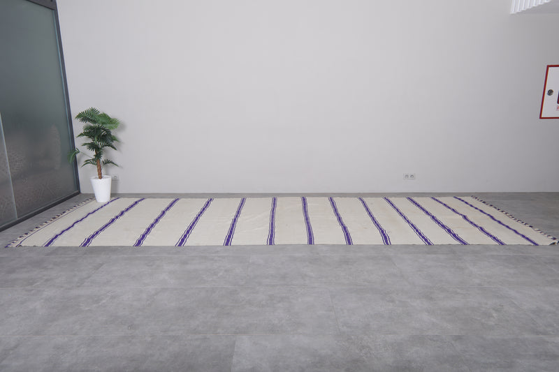 Moroccan Handmade Runner Rug - 5.7 x 16.7 ft | Purple Striped Wool Carpet - Handwoven Kilim