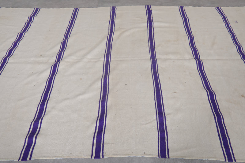 Moroccan Handmade Runner Rug - 5.7 x 16.7 ft | Purple Striped Wool Carpet - Handwoven Kilim