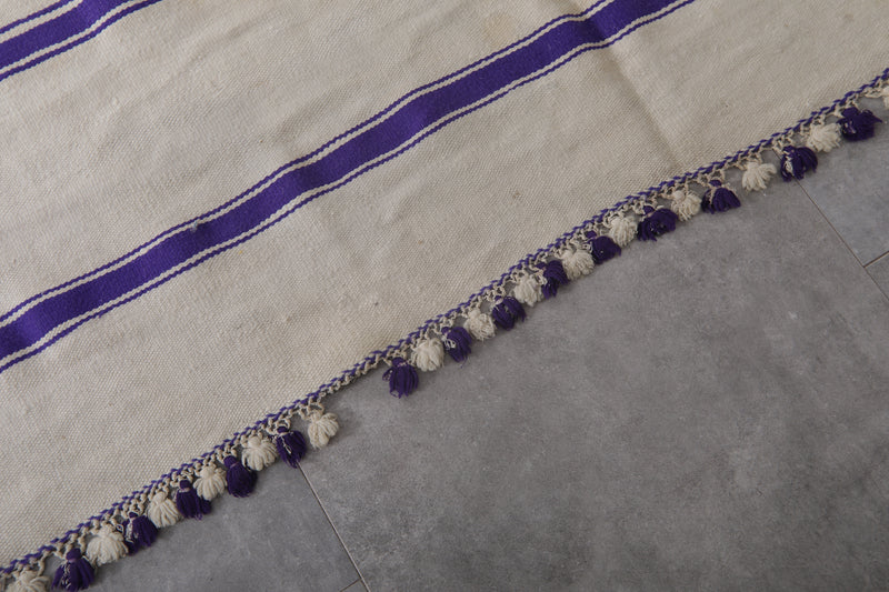 Moroccan Handmade Runner Rug - 5.7 x 16.7 ft | Purple Striped Wool Carpet - Handwoven Kilim