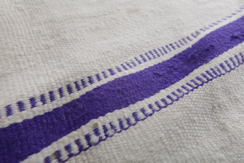 Moroccan Handmade Runner Rug - 5.7 x 16.7 ft | Purple Striped Wool Carpet - Handwoven Kilim