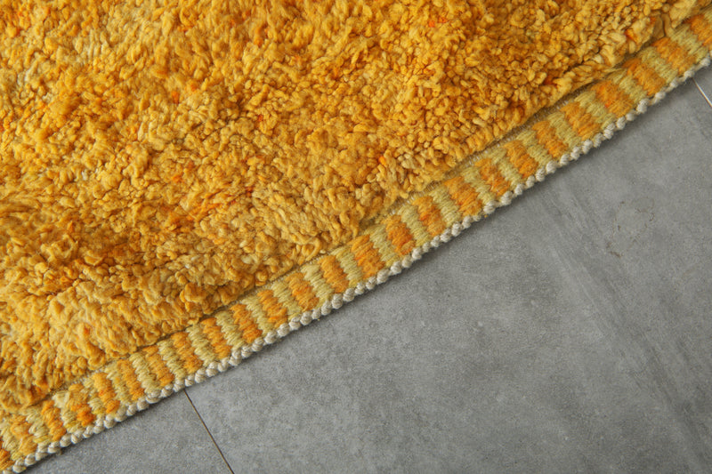 Handmade yellow Moroccan rug - Minimalist carpet - 13 ft x 13.6 ft