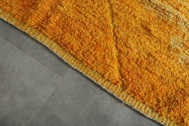 Handmade yellow Moroccan rug - Minimalist carpet - 13 ft x 13.6 ft