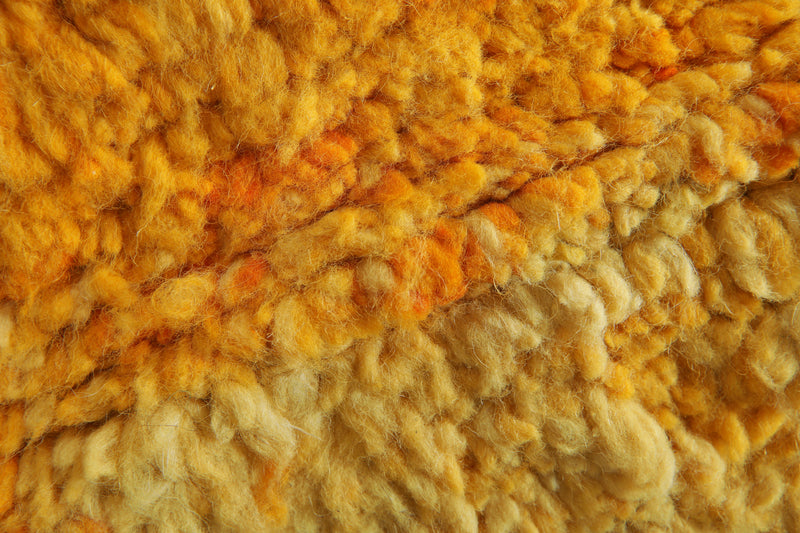 Handmade yellow Moroccan rug - Minimalist carpet - 13 ft x 13.6 ft