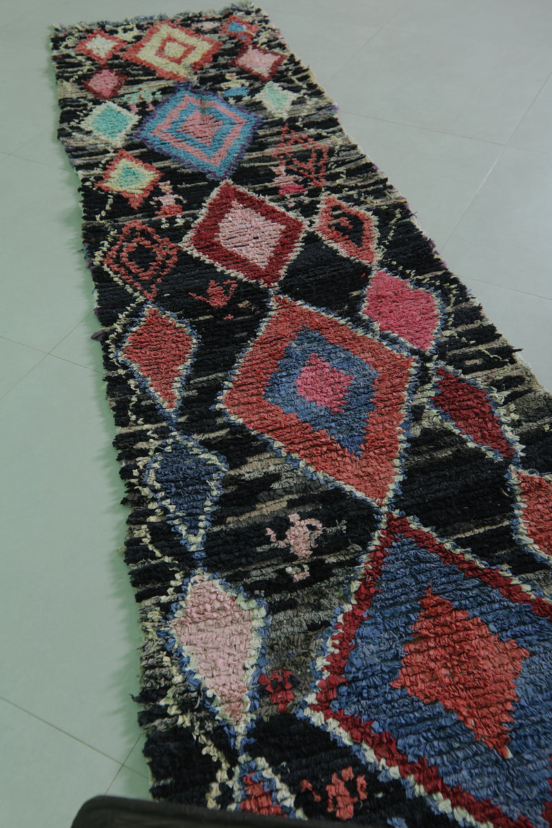 Extra Long Moroccan Rug with Diamond Motifs – 2.5 x 9.1 ft - moroccan rug