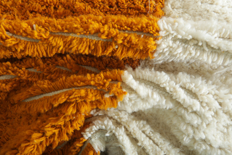 Modern Moroccan Rug – Custom Handwoven Carpet - Orange & White Minimalist Design