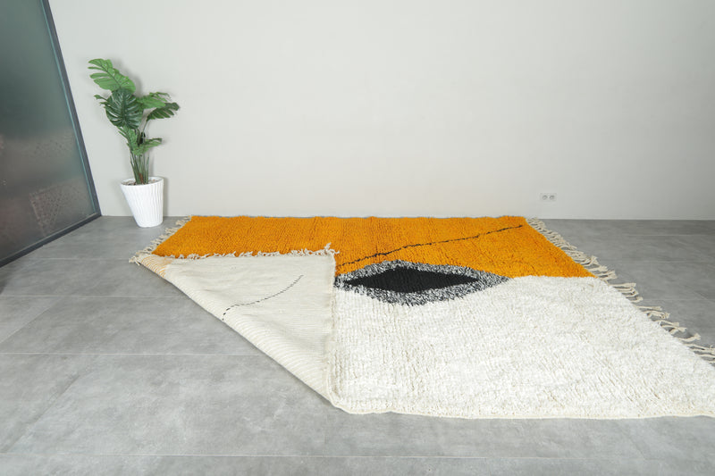 Modern Moroccan Rug – Custom Handwoven Carpet - Orange & White Minimalist Design