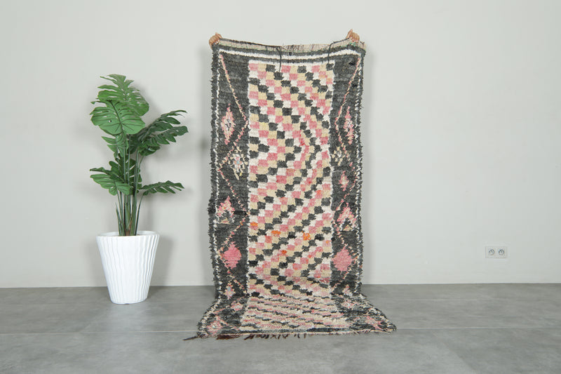 Geometric Moroccan wool rug - 8.3 ft x 3.3 ft - Handmade carpet