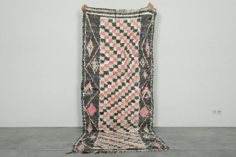 Geometric Moroccan wool rug - 8.3 ft x 3.3 ft - Handmade carpet