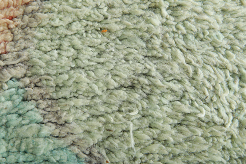 Beige & blue runner Moroccan rug - 2.9 ft x 9 ft